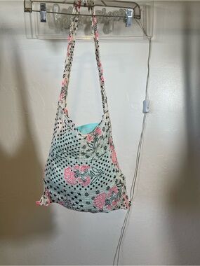 Free People White Shoulder Tote with Pink Floral Print